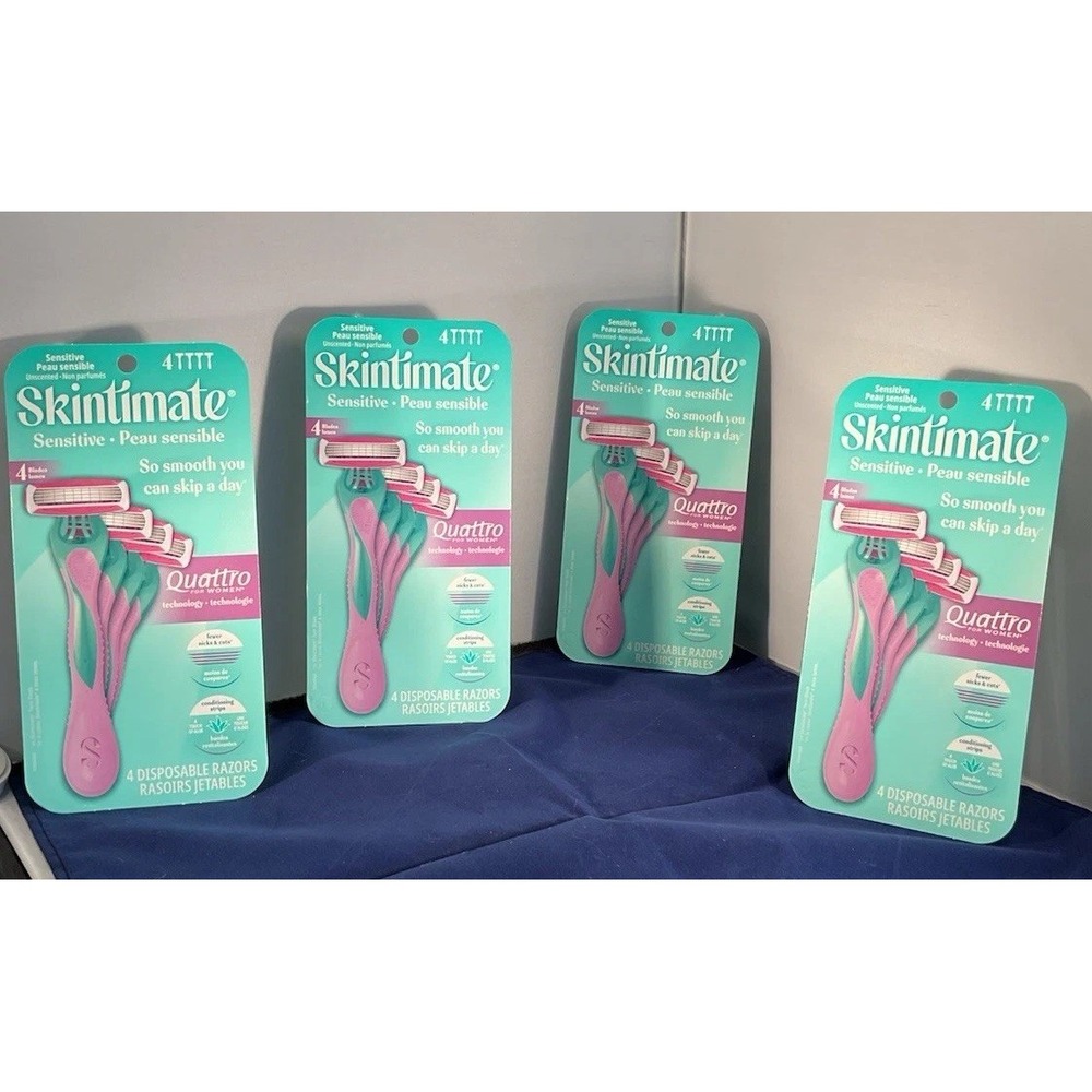 Skintimate Women's Disposable Razor 4-Blade Set Sensitive Skin 4 Count Lot Of 4